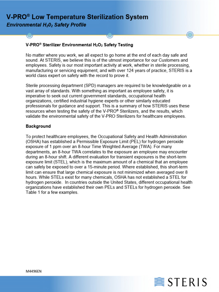 V-PRO Environmental H202 Safety Test | PDF | Working Conditions | Workplace