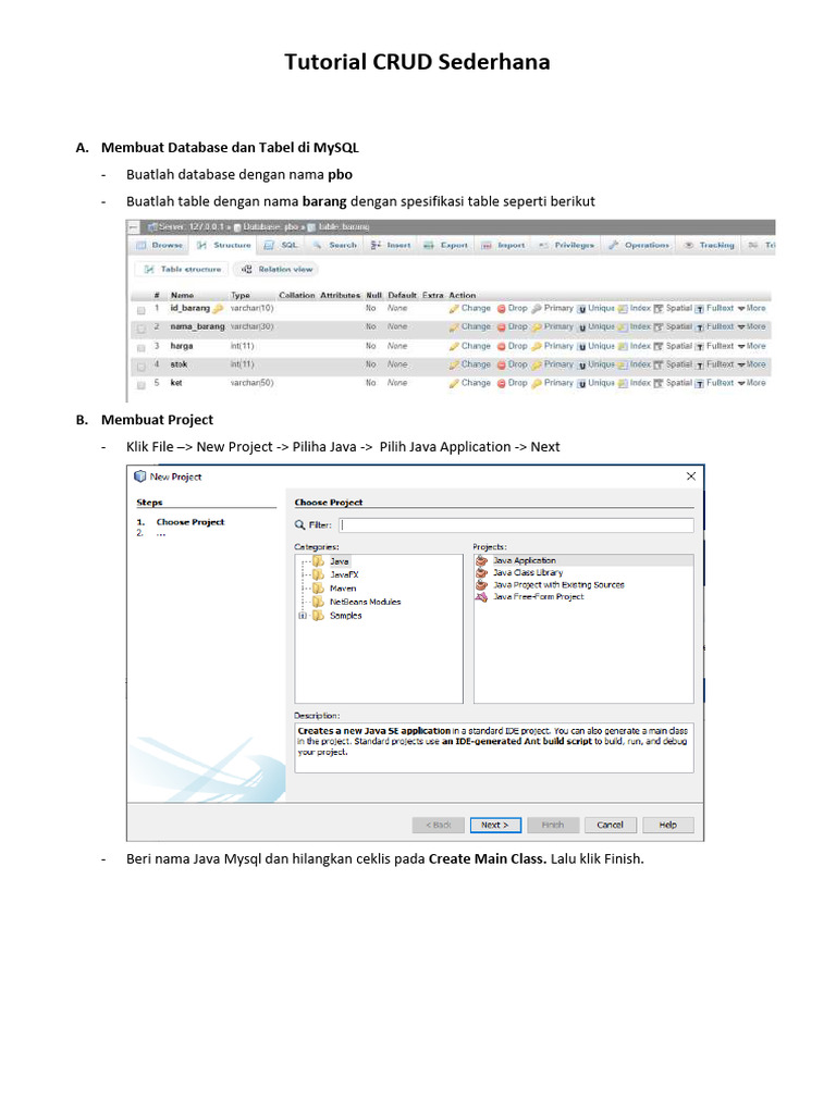 Tutorial CRUD MySQL dengan Java | PDF