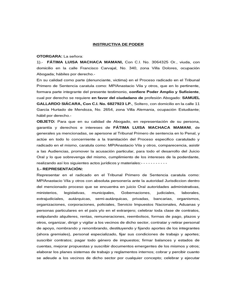 PODER especifico para tramites penales | PDF | Cheque | Pagaré