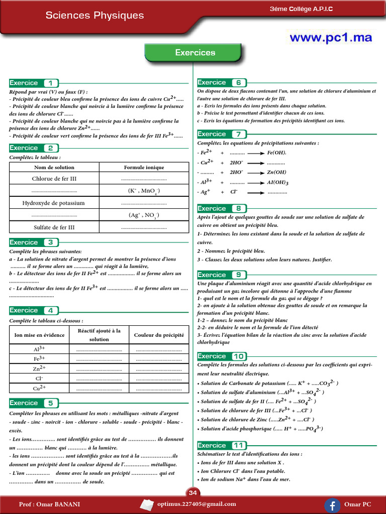 Identification des Ions en Chimie | PDF | Hydroxyde de sodium | Ion