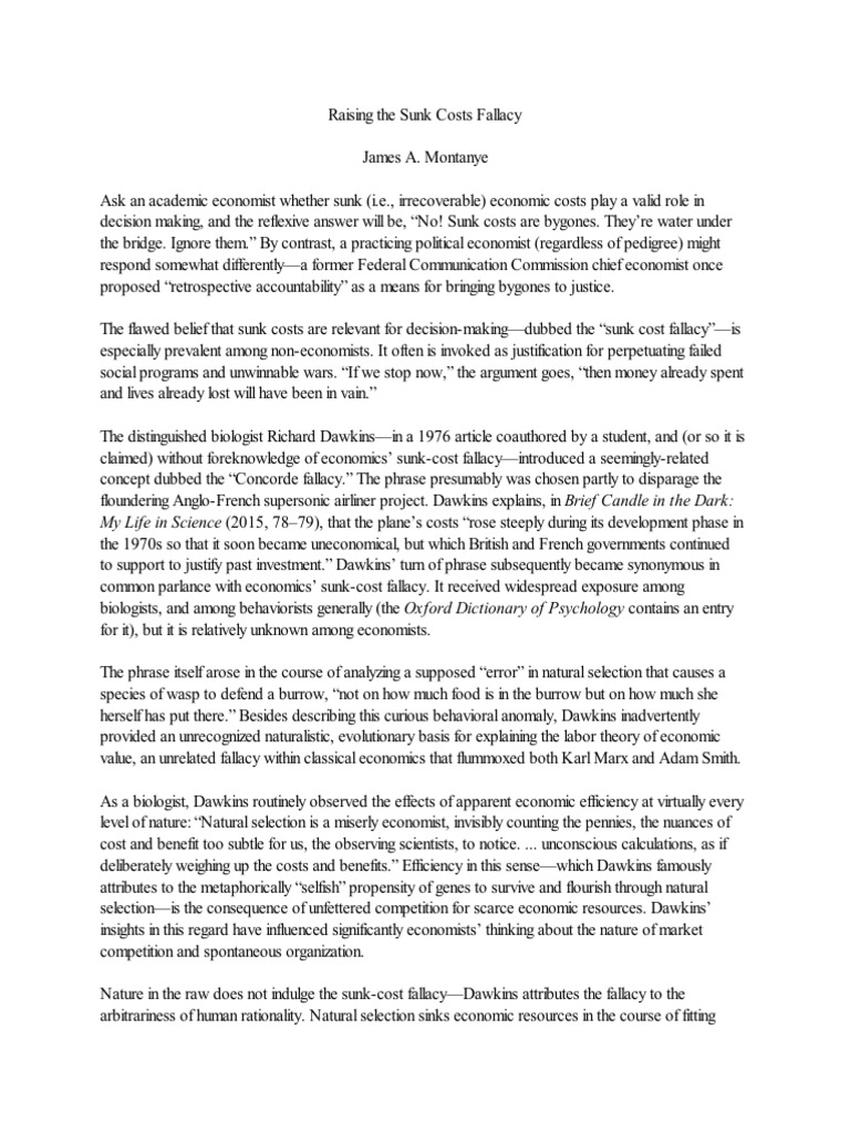 Concorde Effect and Sunk Cost Fallacy | PDF | Richard Dawkins | Natural ...