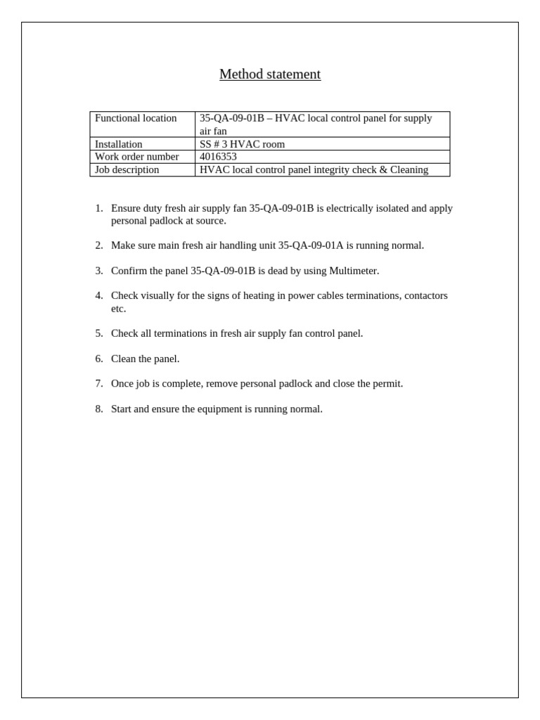 Method Statement - SS 3 - 35-QA-09-01B - Integrity Checks | PDF