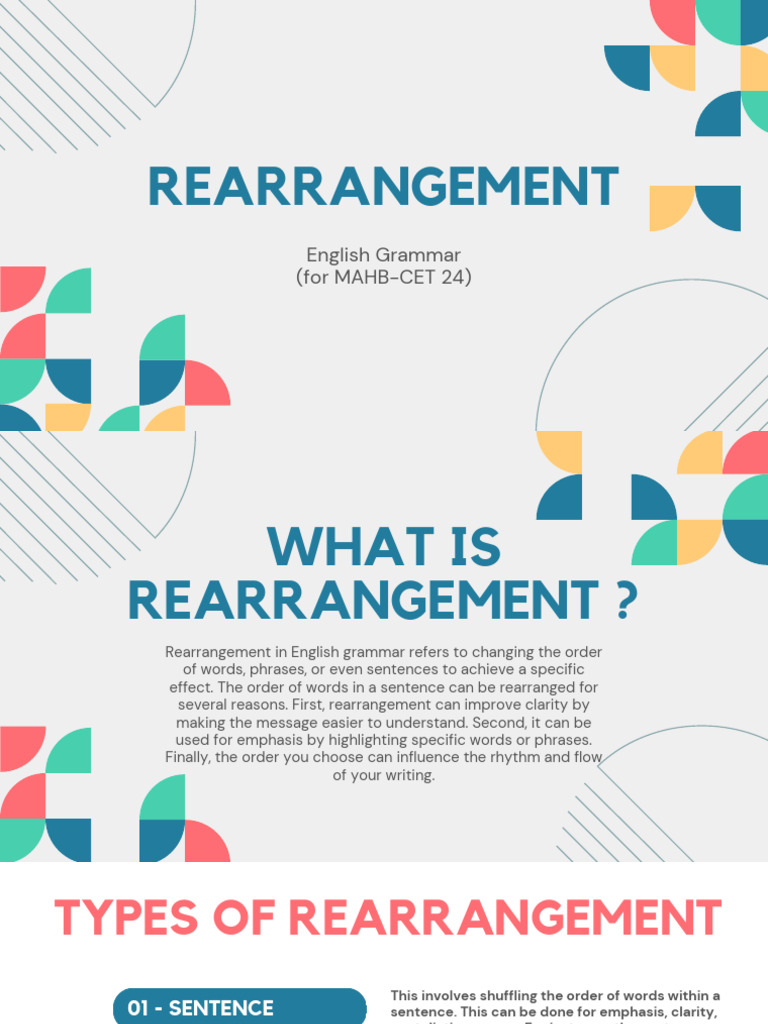 English Grammar: Rearrangement Guide | PDF | Sunset