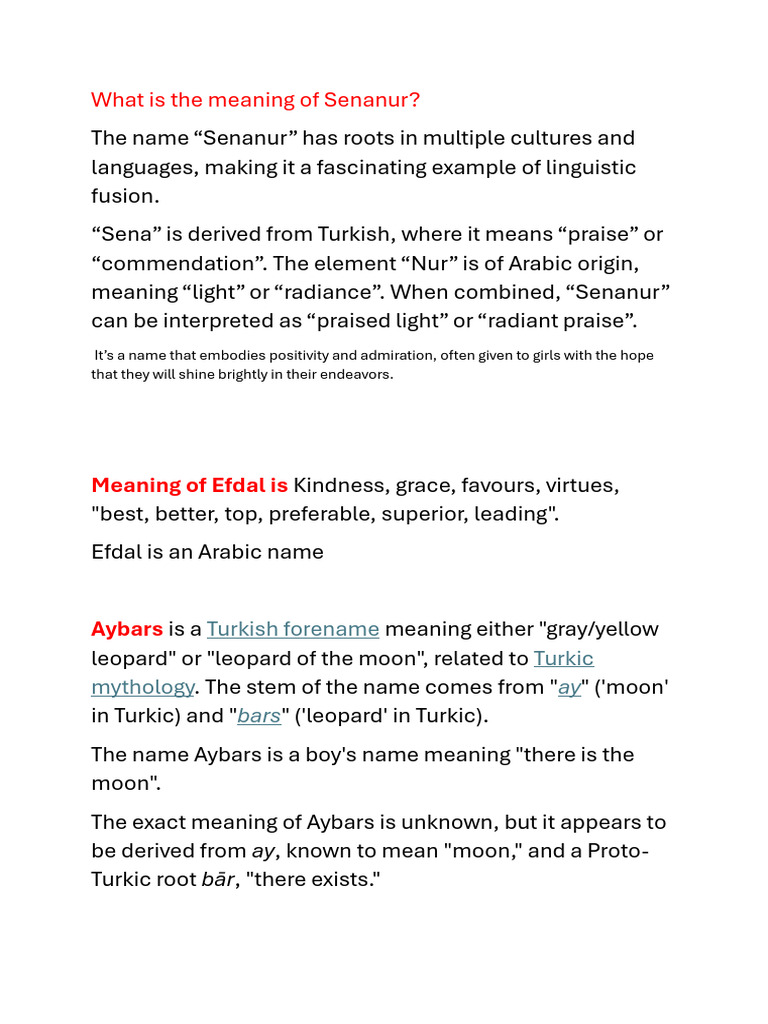 Meaning of Names and Their Impact | PDF | Identity (Social Science ...