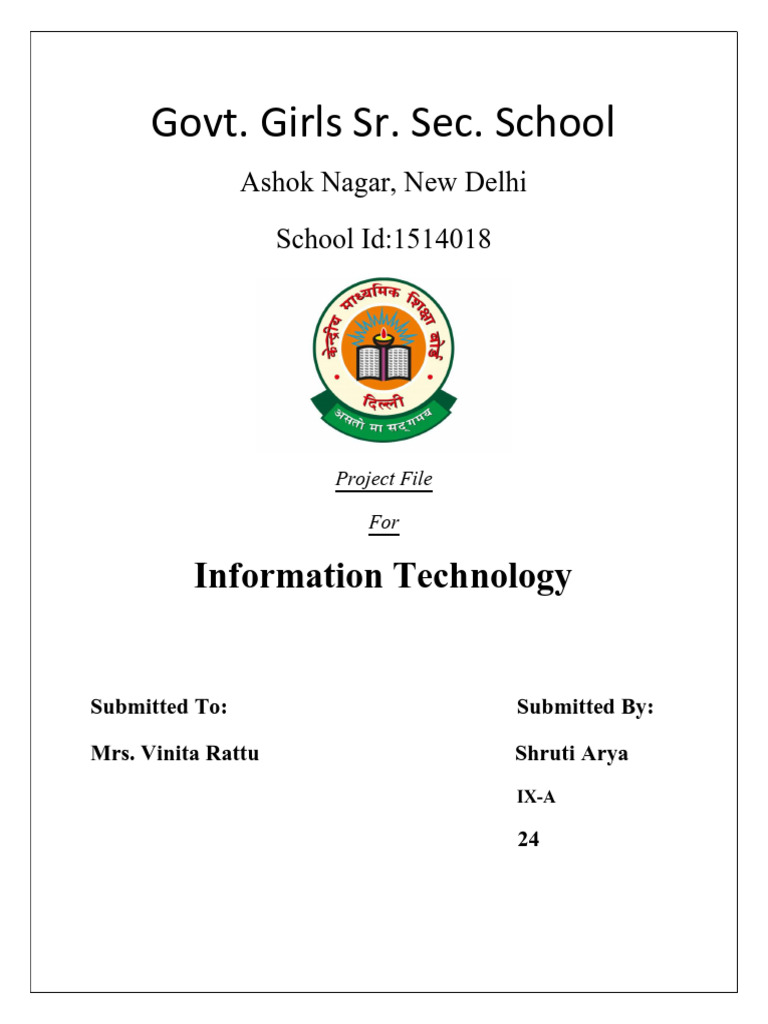 IT Project File for Class 9 | PDF | Computer Security | Security