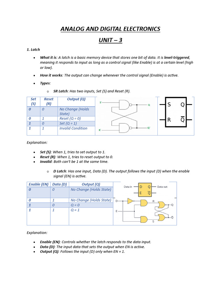 Latch and Flip-Flop Basics Explained | PDF | Digital Technology ...