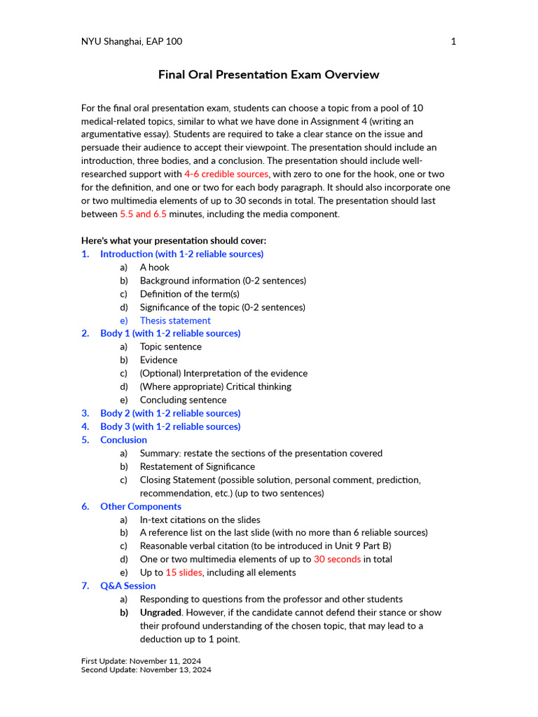 Final Oral Presentation Overview - Rubric | PDF | Microsoft Power Point ...