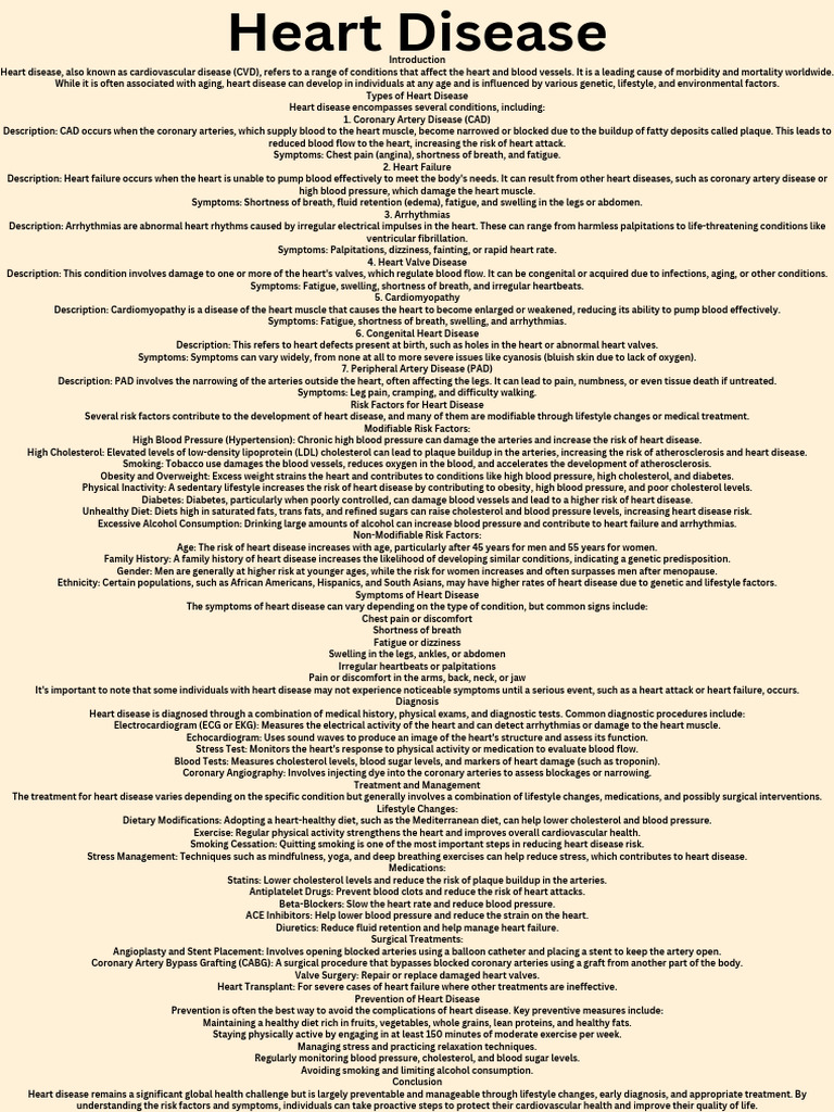 Understanding Heart Disease Types & Risks | PDF | Coronary Artery ...