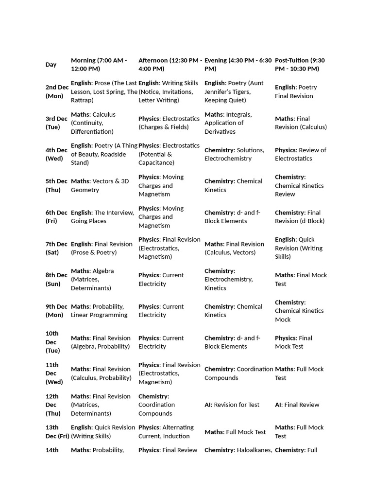 time table | PDF | Mathematics