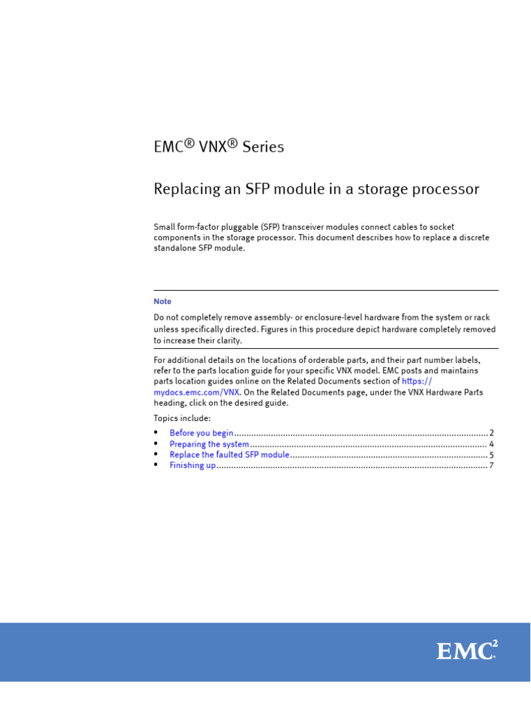 VNX1 Replace SP SFP Module | PDF | Electrostatic Discharge | Computing