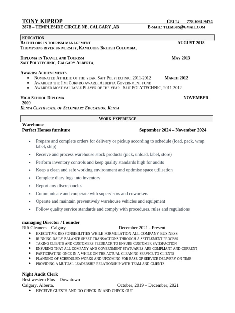 Resume Doc Tony | PDF | Credit Card | Business