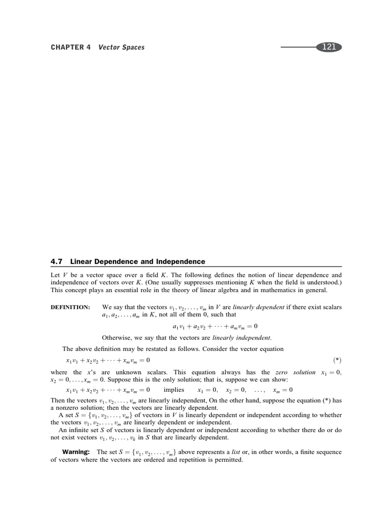 Linear Dependence and Independence Explained | PDF | Vector Space ...