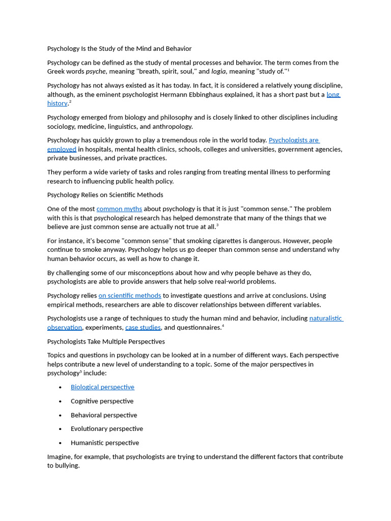 Introduction To Human Psycology | PDF | Psychology | Psychologist