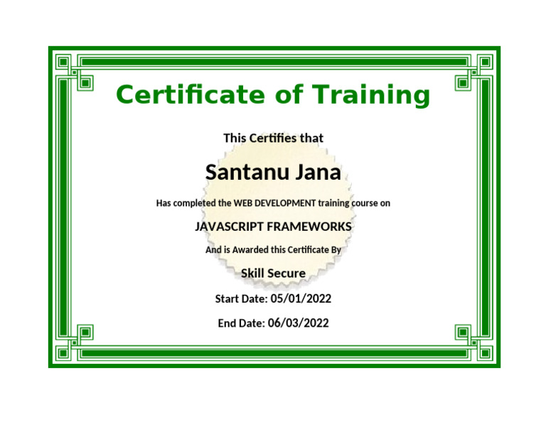 Training Certificate | PDF