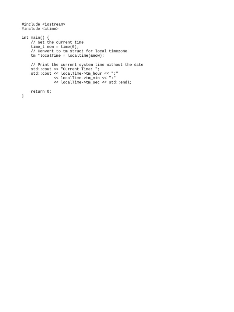 Display Current System Time in C++ | PDF