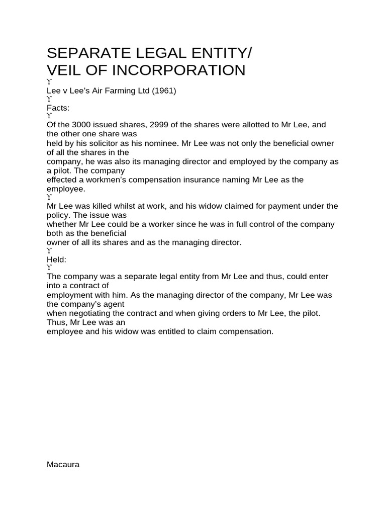 Understanding Separate Legal Entities | PDF