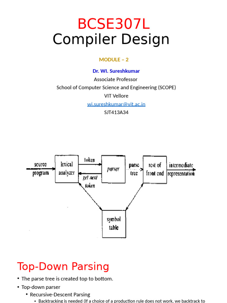 Top-Down Parsing in Compiler Design | PDF | Parsing | Syntax (Logic)