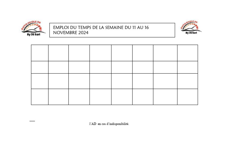 Emploi du temps du 11 au 16 novembre | PDF