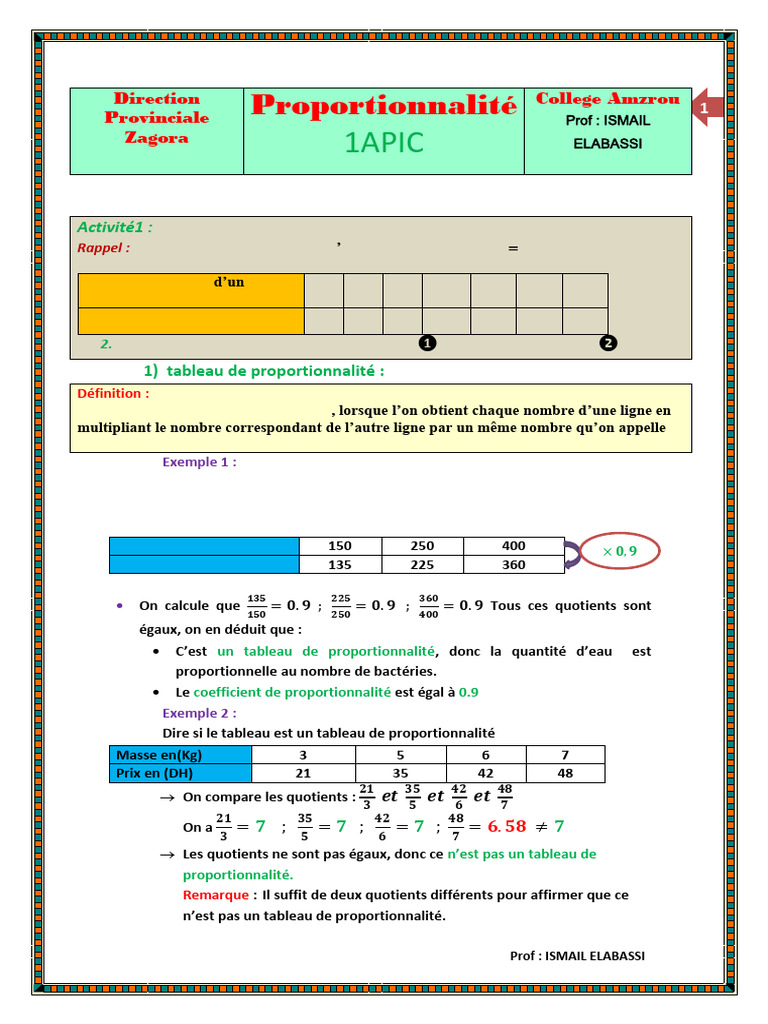 Proportionnalité et calculs associés | PDF | Mathématiques