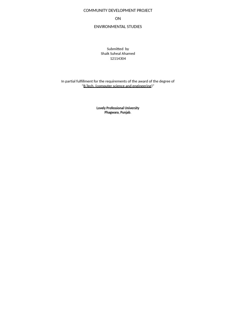 B.Tech Environmental Project | PDF