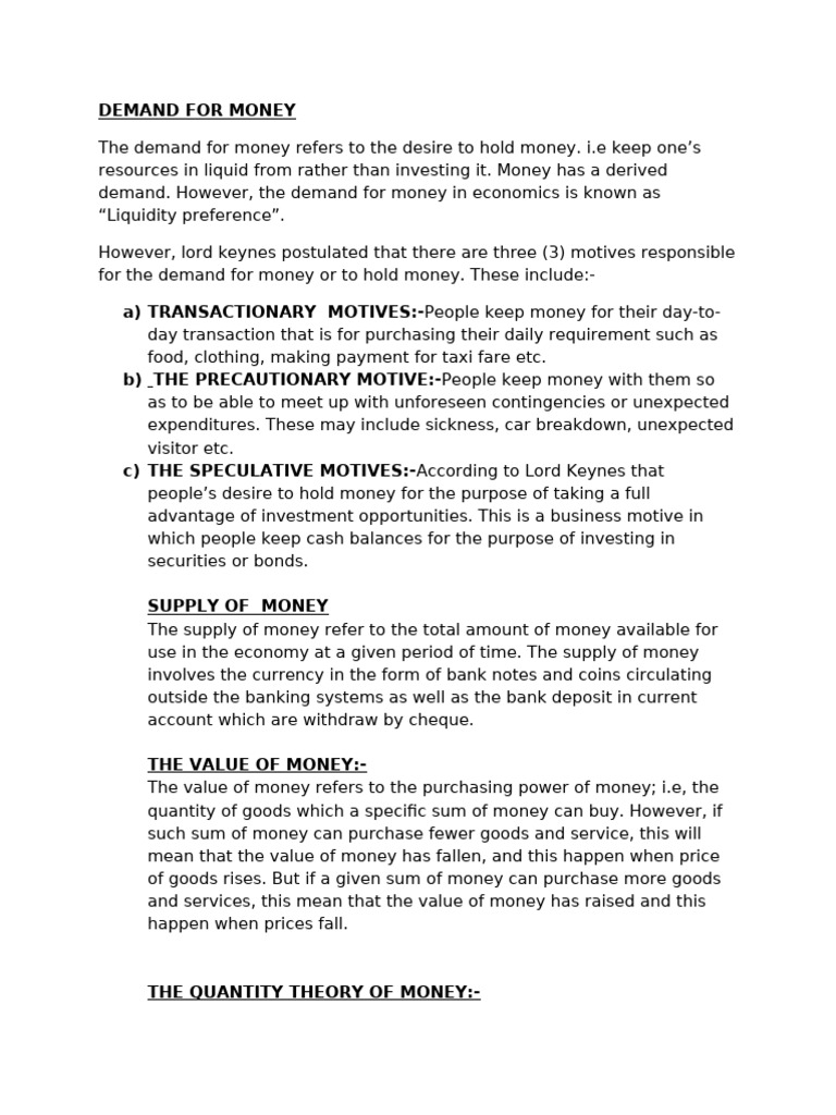 Demand For Money & Inflation1715843661 2 | PDF | Inflation | Money