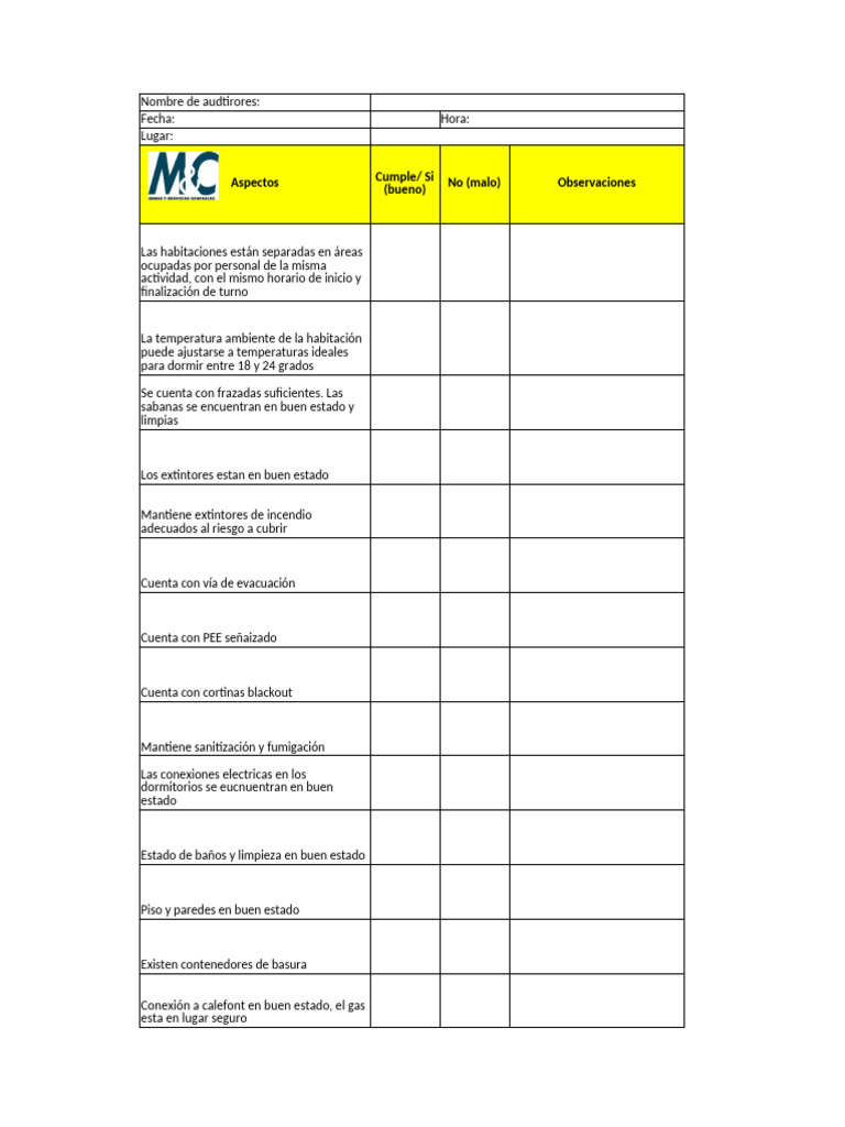 Check List Habitalidad | PDF