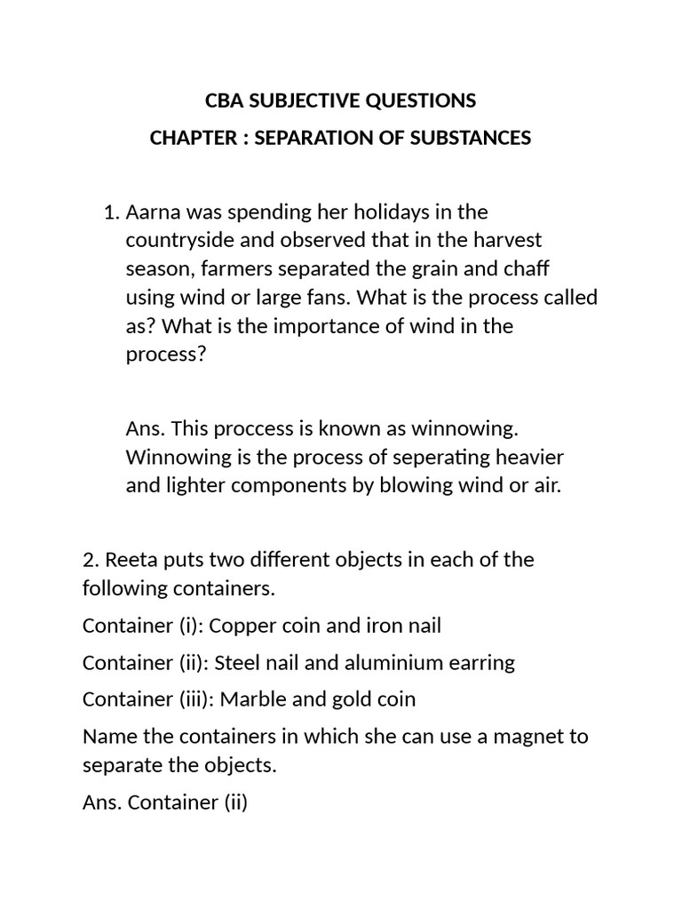 Cba Subjective Questions | PDF
