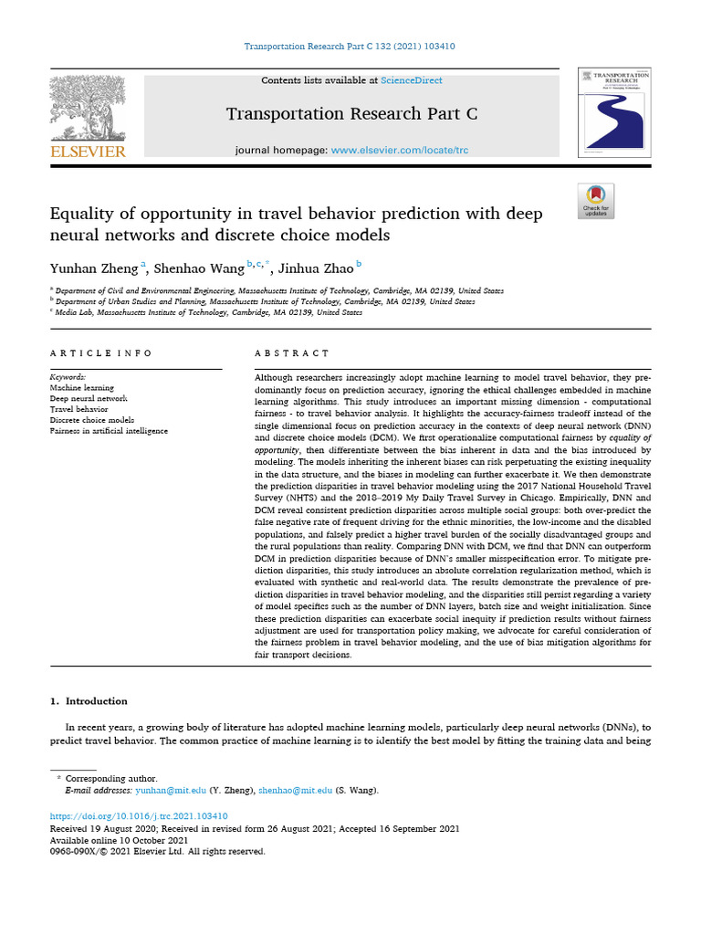 Equality of Opportunity in Travel Behavior Prediction W Deep Neural ...