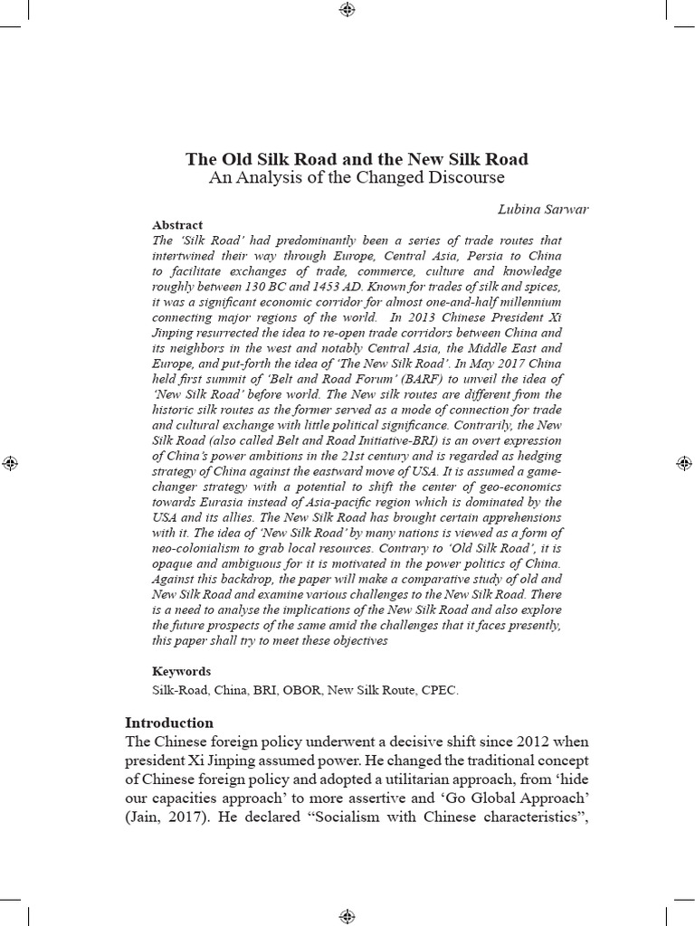 The Old Silk Road and The New Silk Road: An Analysis of The Changed ...