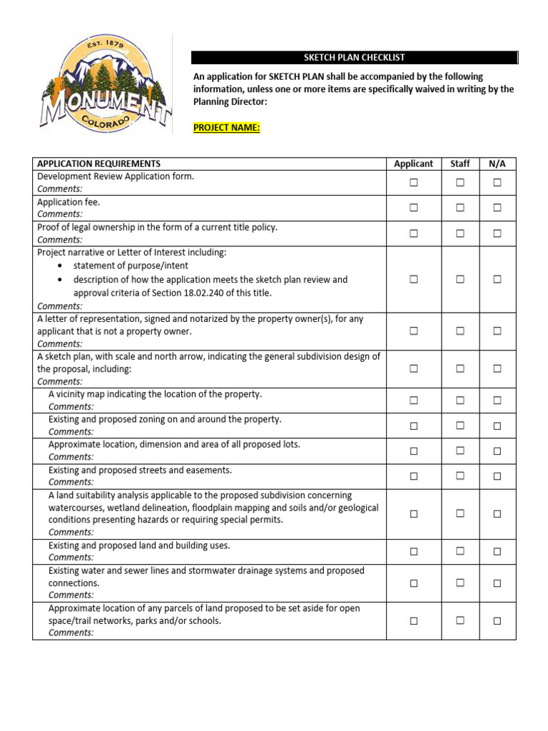 Monument Sketch Plan Application Guide | PDF