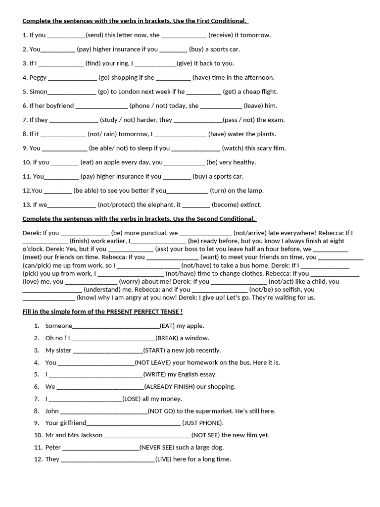 Present Perfect Must Mustn't Should Conditional | PDF | Linguistics