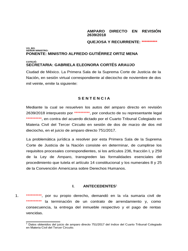 Revisión de Amparo Directo 2639/2018 | PDF | Judicaturas | Caso de ley