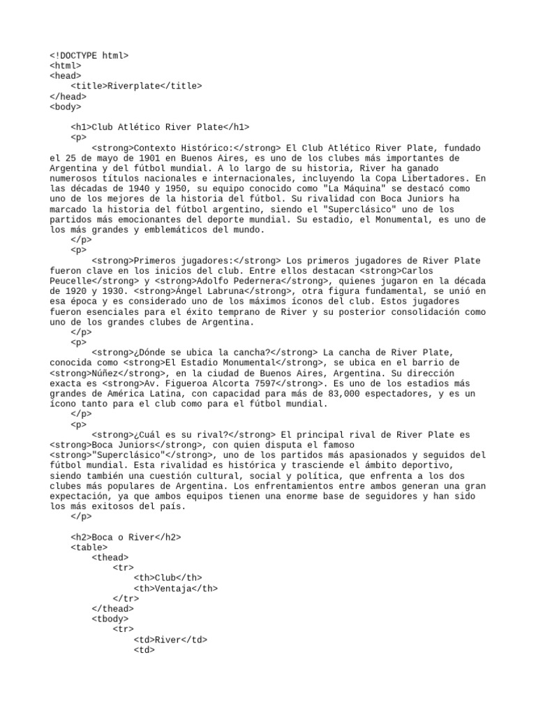 Historia y Rivalidades de River Plate | PDF | Asociación de ...
