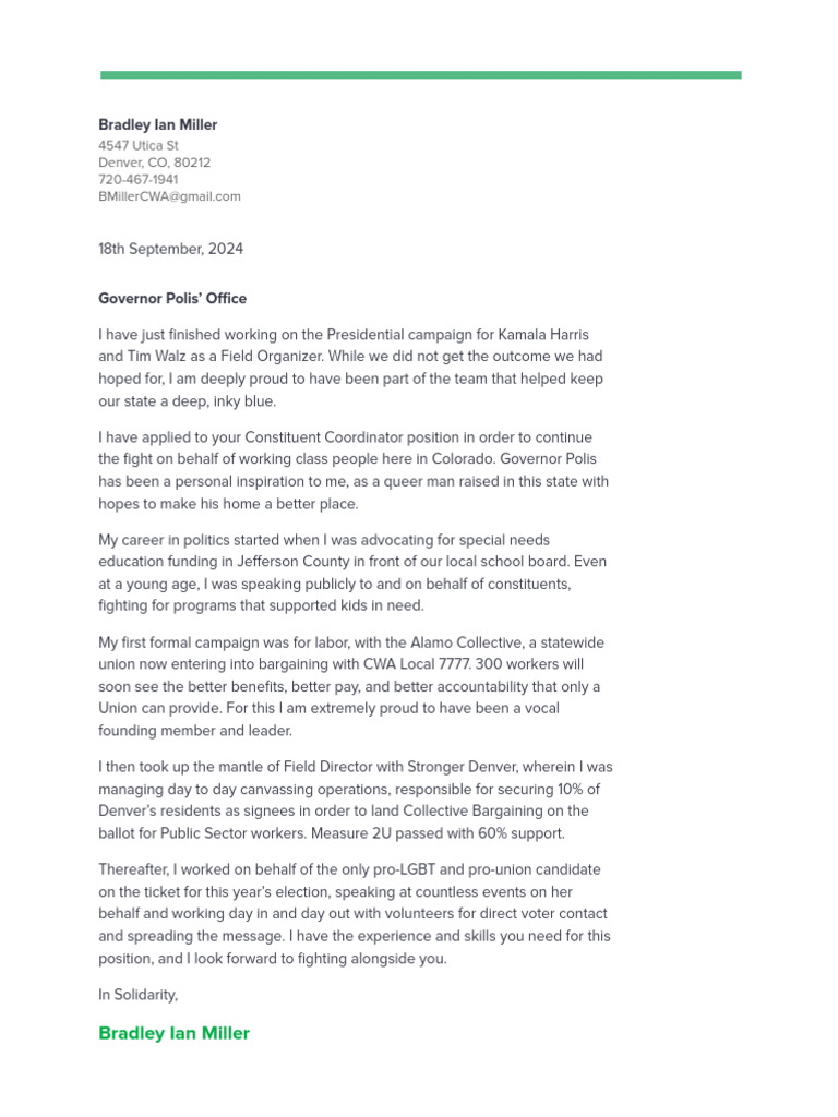 Letter To Governor's Office | PDF