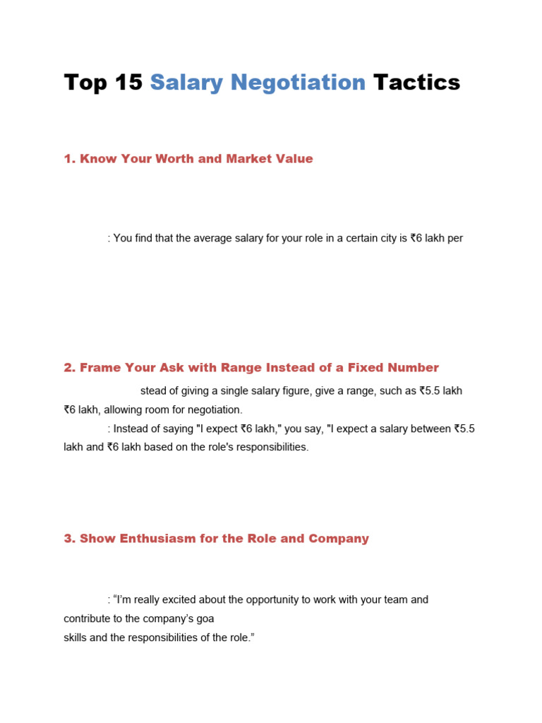 Fresh Look at Top Salary Negotiation Strategies Pdf Salary