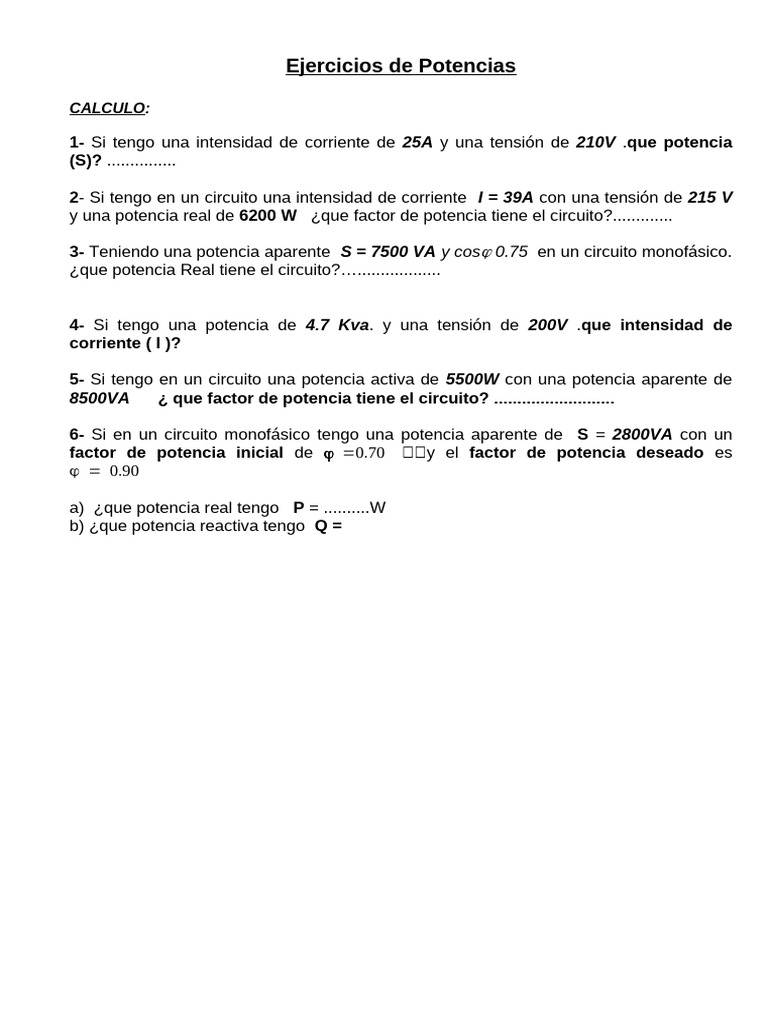 Ejercicios Prácticos De Potencia 2 Pdf