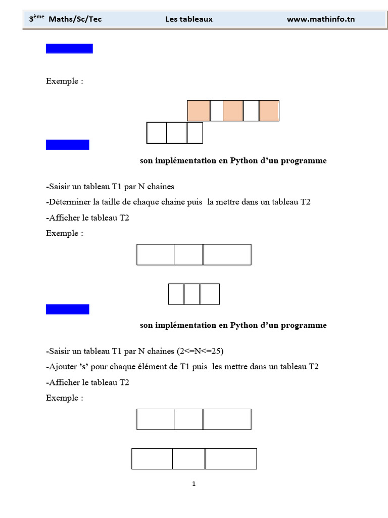 Exercices de tableaux en Python | PDF | Programmation informatique ...