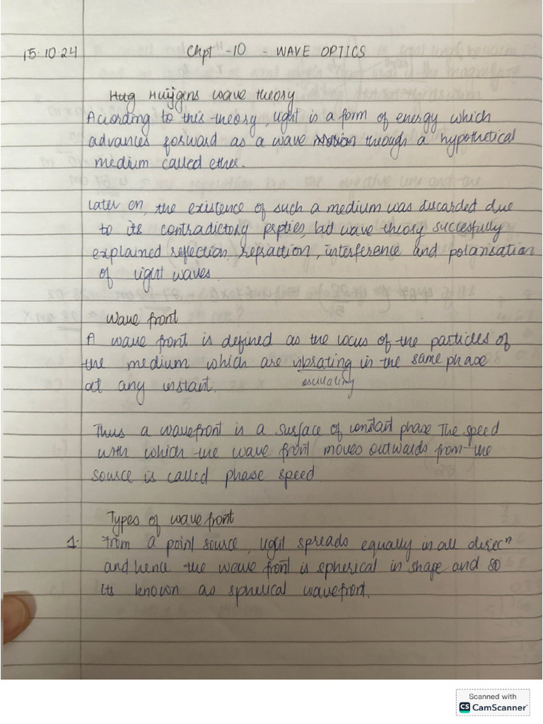 Wave Optics Class Notes Cbse Pdf