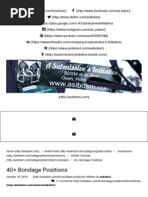40+ Bondage Positions – A Submissive's Initiative