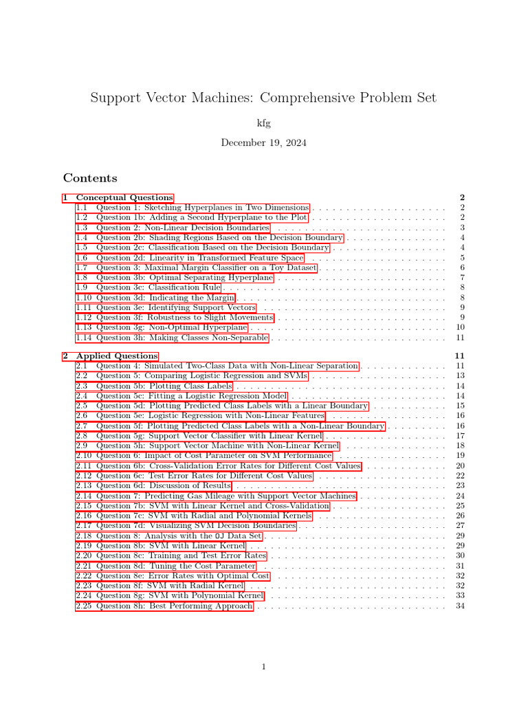 Support Vector Machines Problem Set | PDF | Support Vector Machine ...