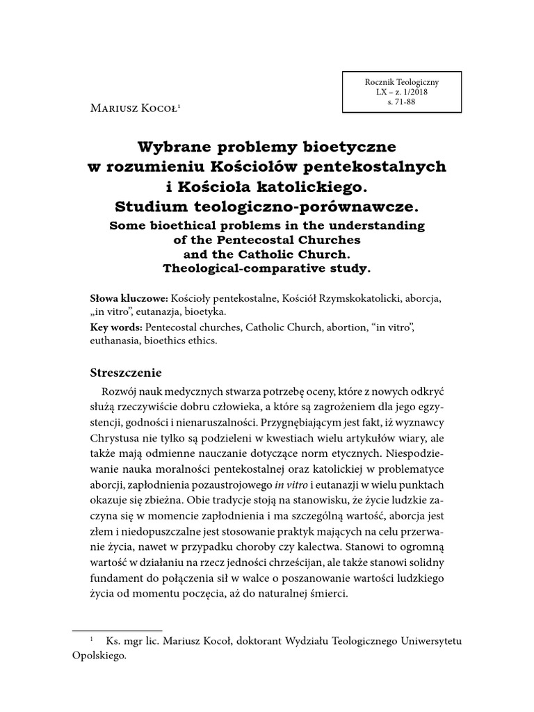 Wybrane Problemy Bioetyczne W Rozum | PDF