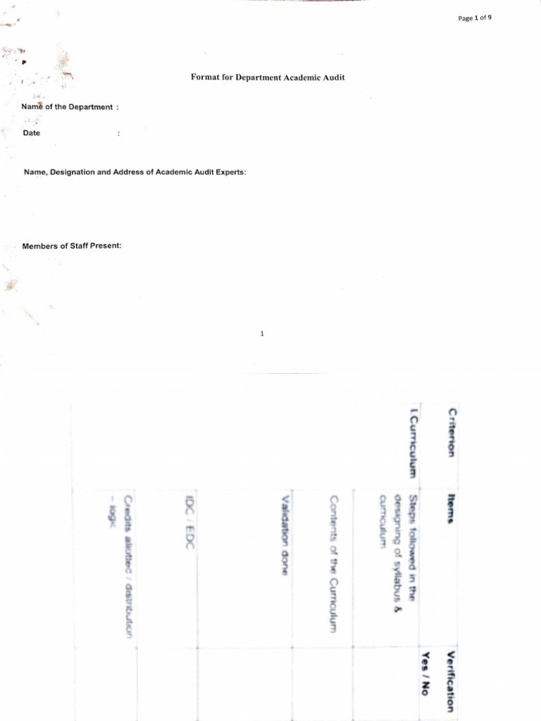 Department Academic Audit Format | PDF | Inquiry