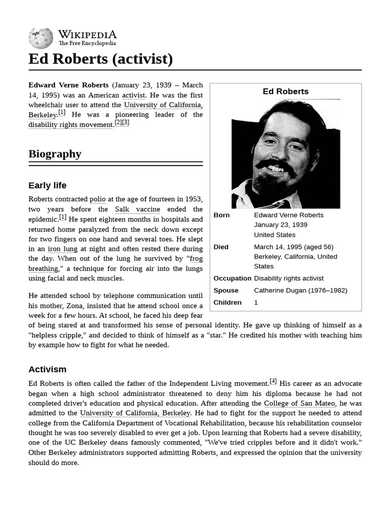 Ed_Roberts_(activist) | PDF | Disability | Equality Rights