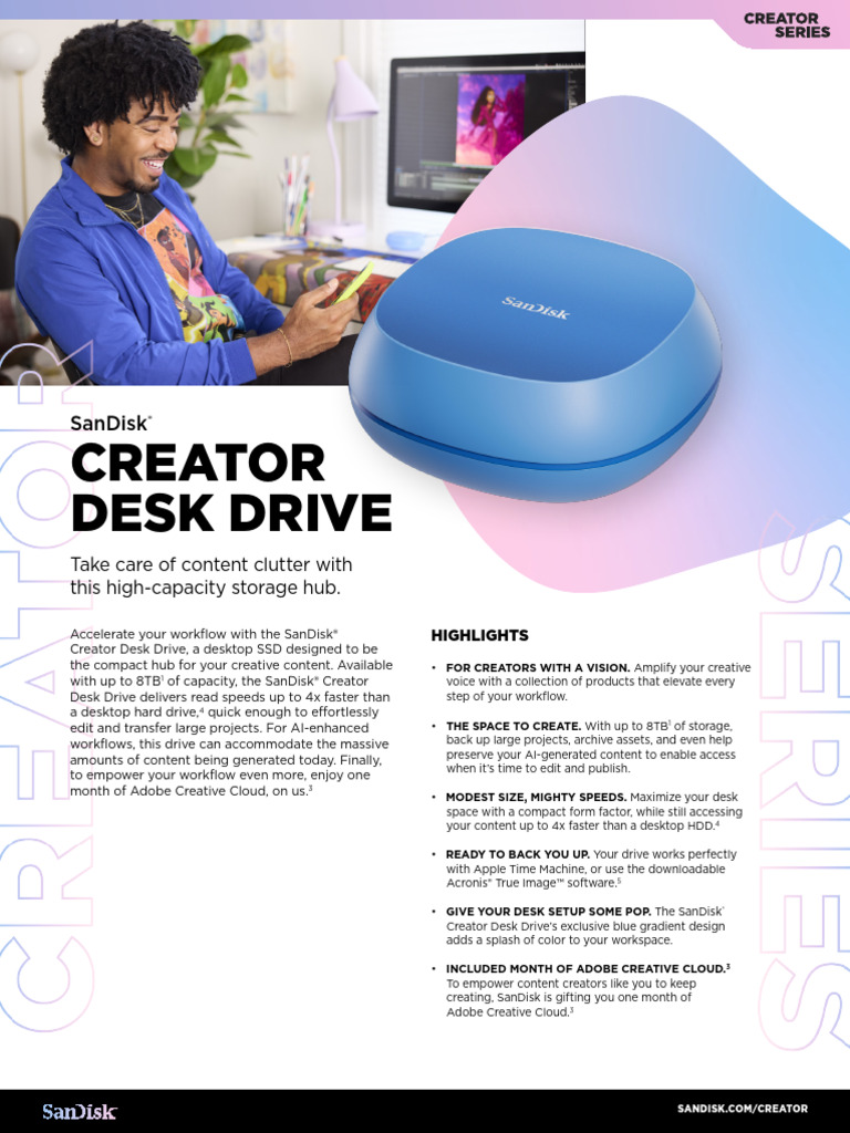 data-sheet-sandisk-creator-desk-drive-ssd | PDF | Solid State Drive | Usb