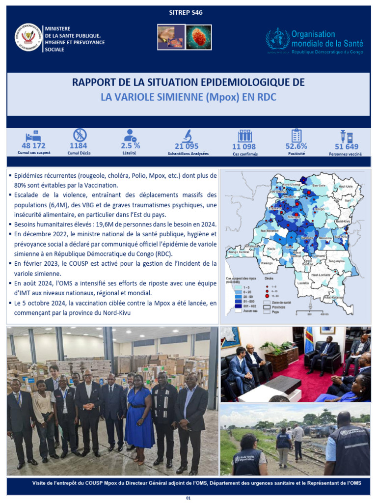 Rapport sur l'épidémie de Mpox en RDC | PDF | Organisation mondiale de ...
