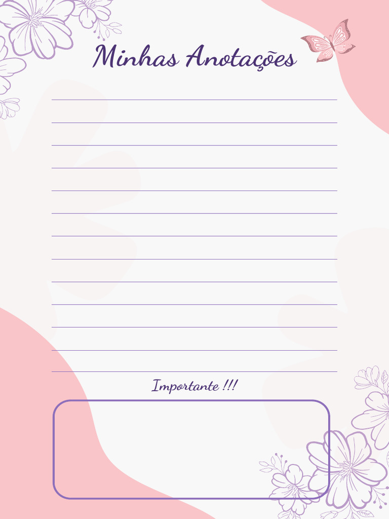Documento A4 Simples Folha Para Anotações Lilás e Branco | PDF