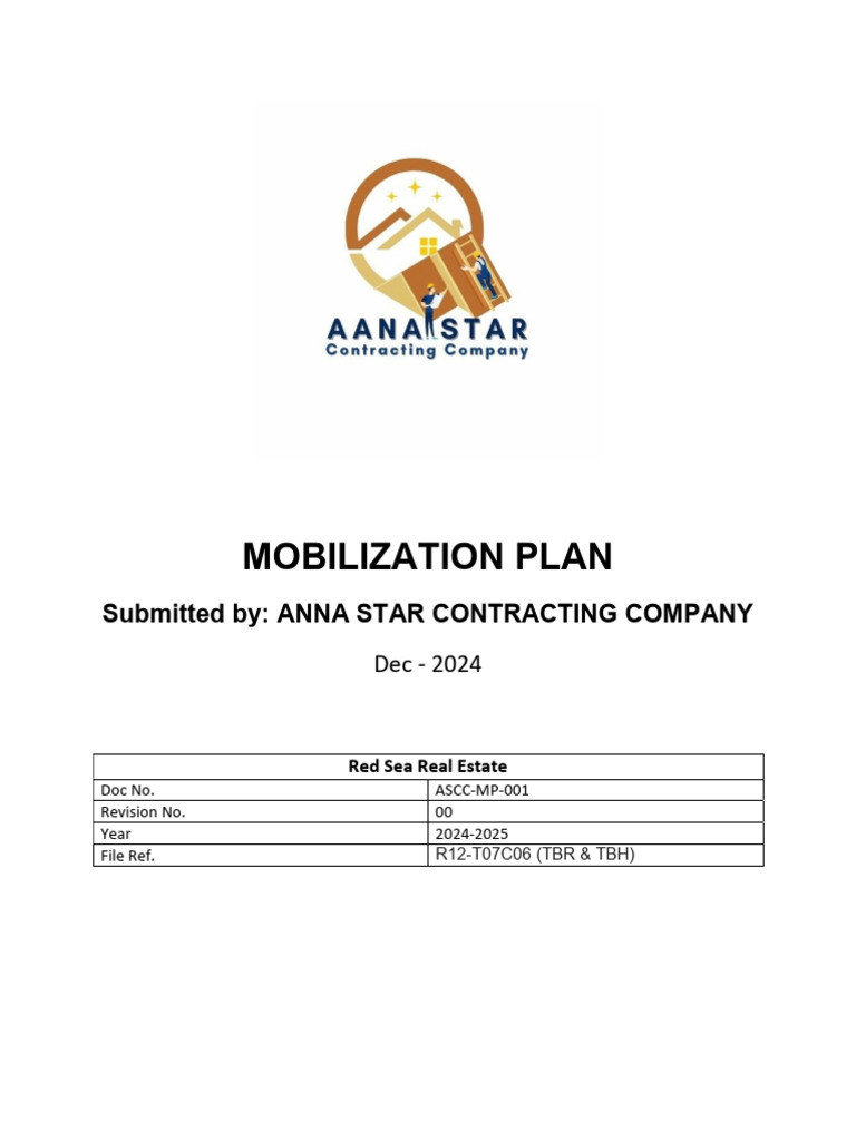Moblization Plan | PDF | Project Management | Procurement