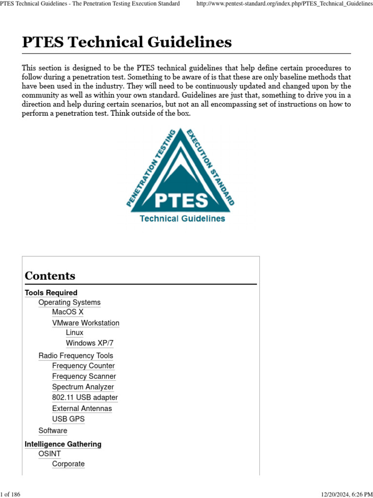 PTES Technical Guidelines Overview | PDF | Domain Name System | Password