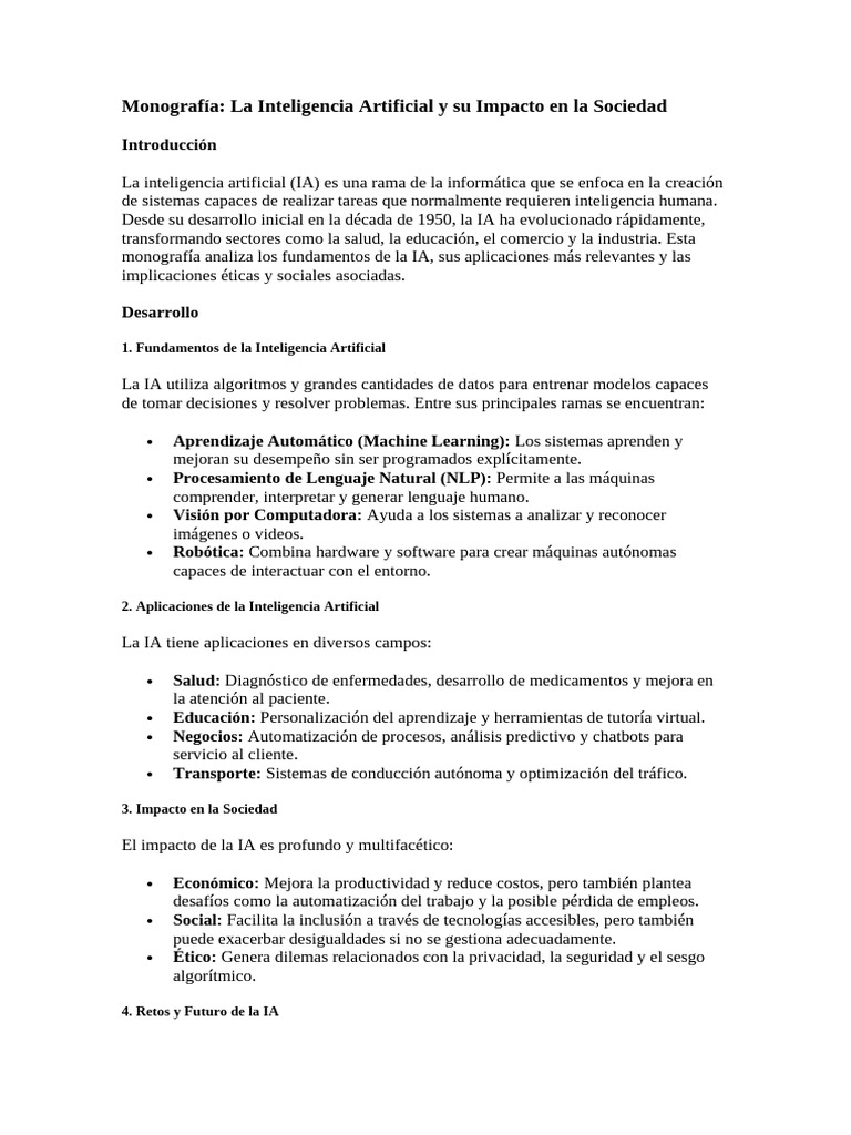 Evolución de la IA y su impacto social | PDF | Inteligencia artificial ...