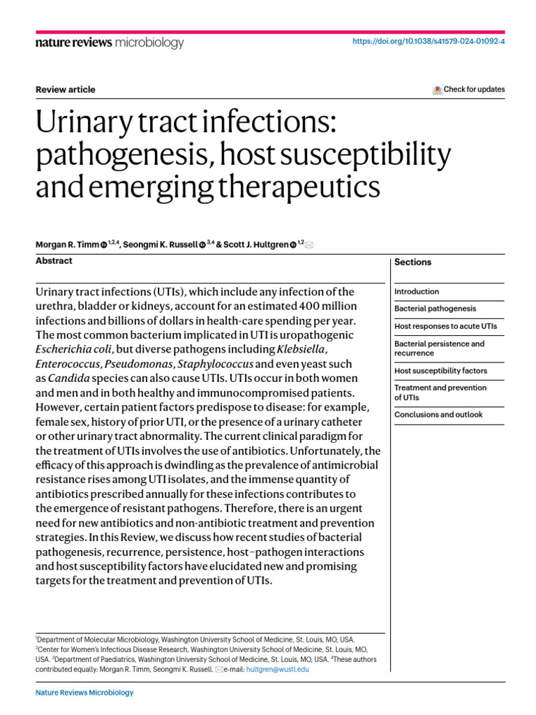 UTI Pathogenesis and Emerging Therapies | PDF | Urinary Tract Infection ...